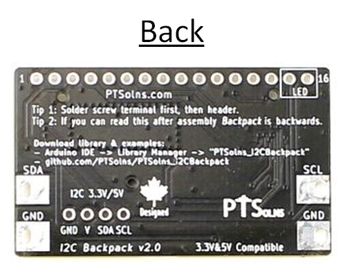 PTSolns I2C Backpack for 1602 and 2004 LCD Kit