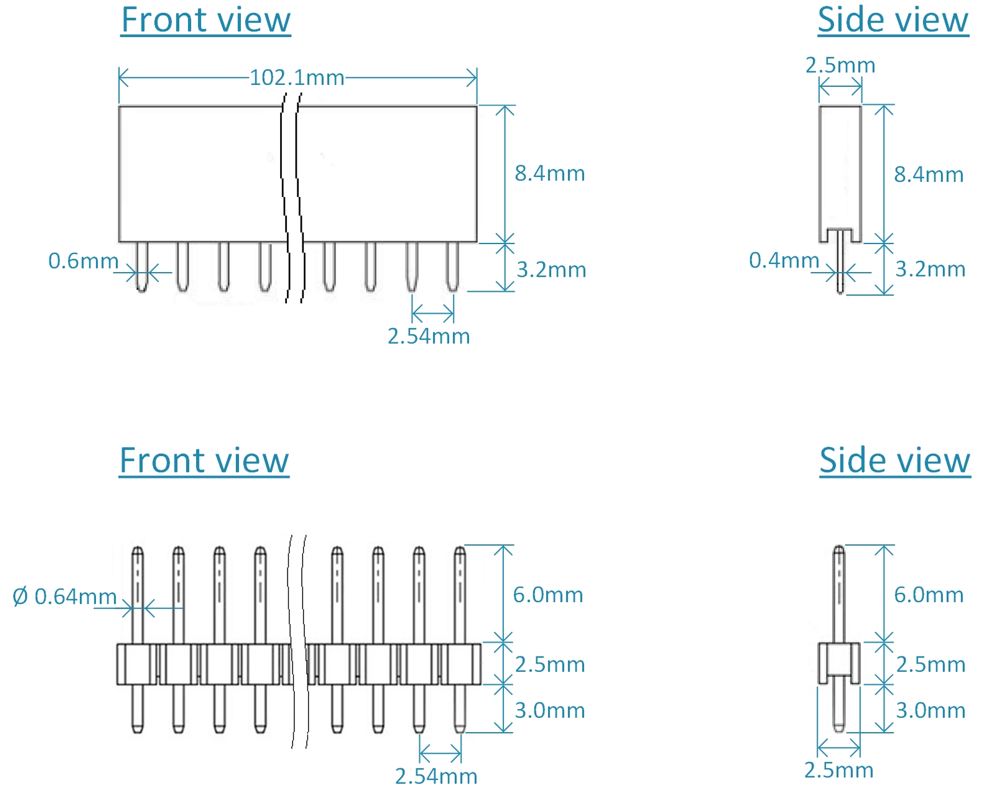 Female and Male Header Schematic