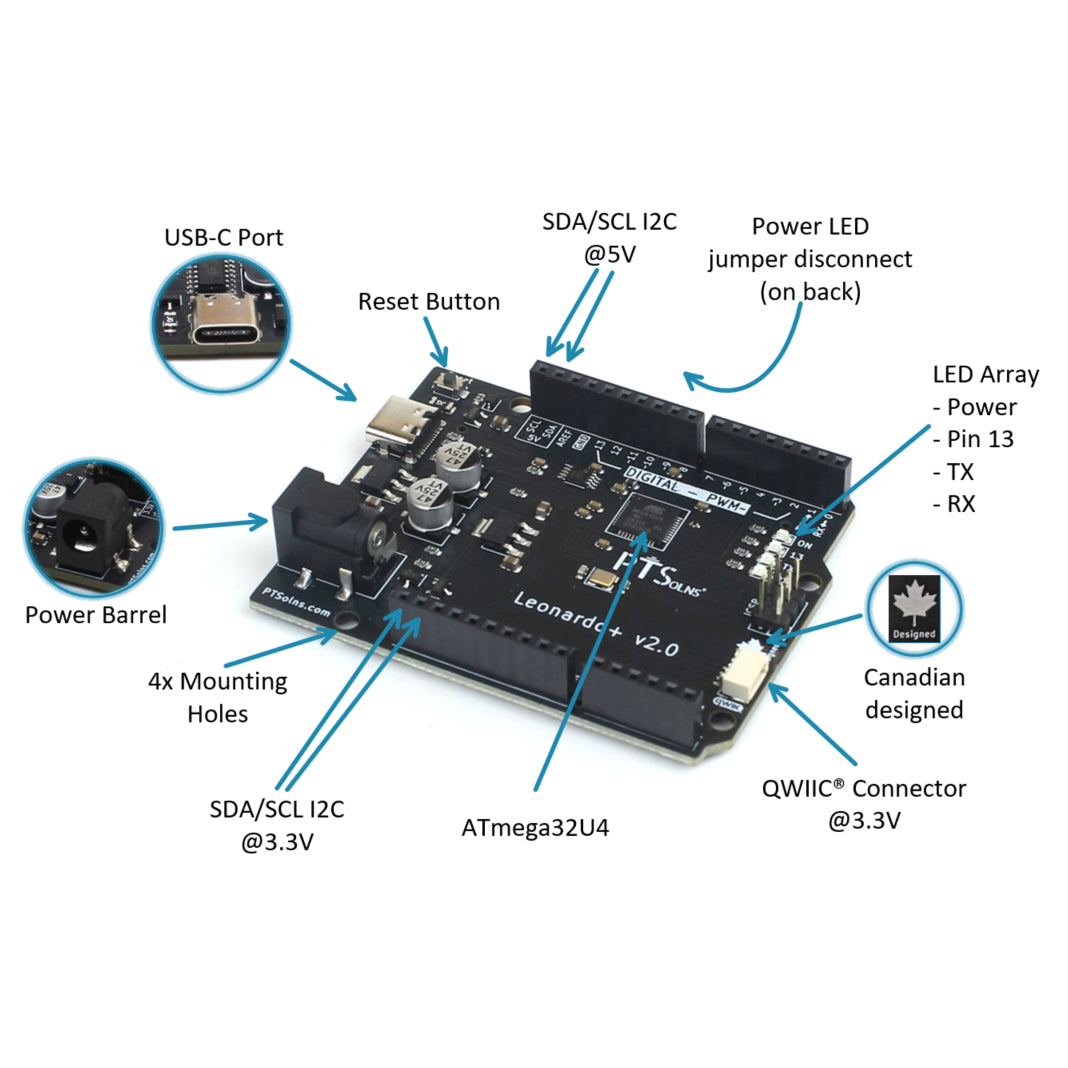 Leonardo+ ATmega32U4 Microcontroller Development Board (Arduino Compatible)