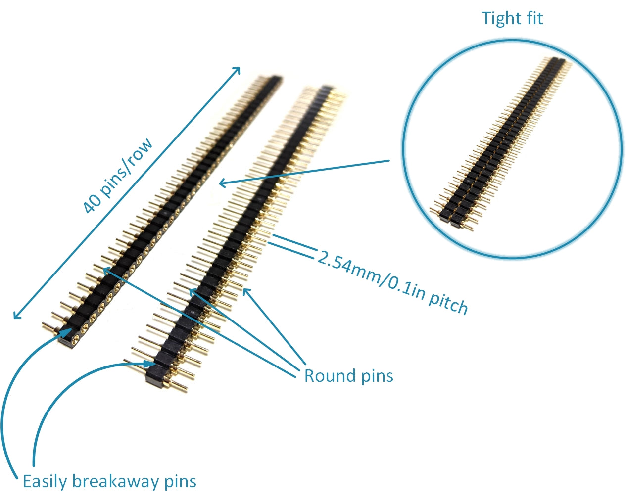 Machined Header Pin 2.54mm/0.1in Single Row Straight