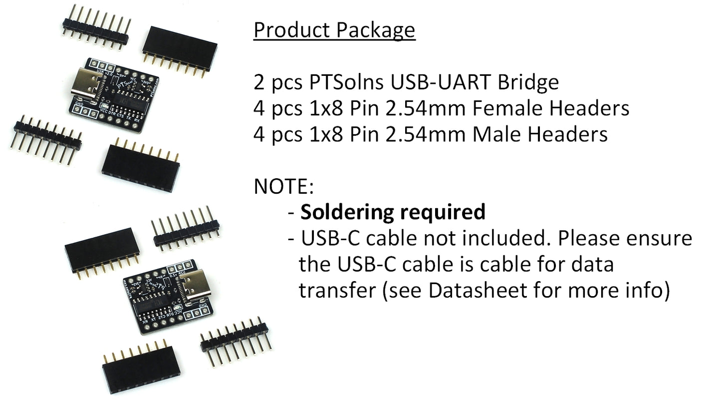 USB-UART Bridge product package contains two full sets.