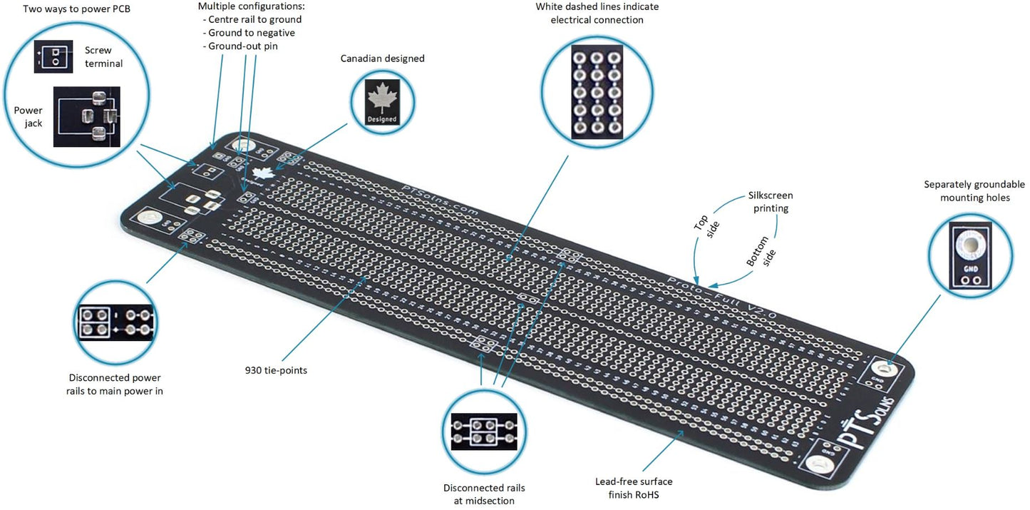 PTSolns Prototyping Solderable Breadboard PCB Kit (Proto-Full Deluxe)