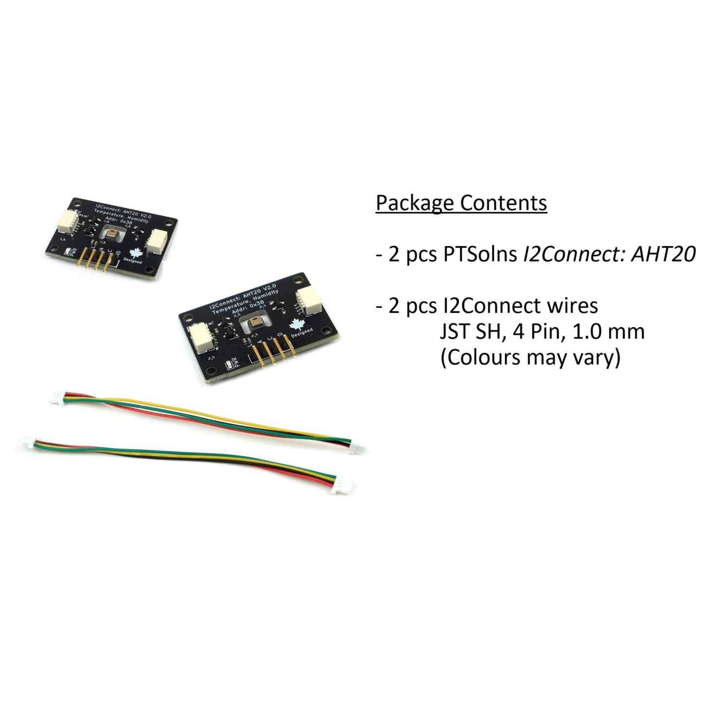 I2Connect: AHT20 temperature and humidity qwiic connect module package contents