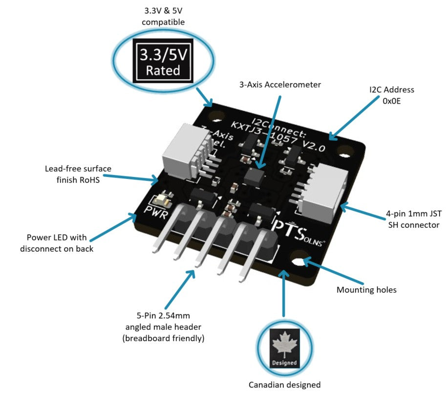 I2Connect: KXTJ3=-1057 3-axis digital accelerometer module technical features picture