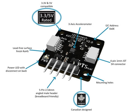 I2Connect: KXTJ3=-1057 3-axis digital accelerometer module technical features picture