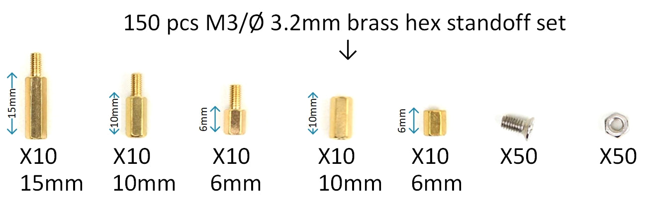 Standoff Brass M3 Assorted Set 150pcs