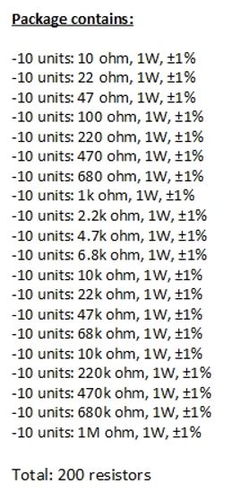 1W Resistor Set