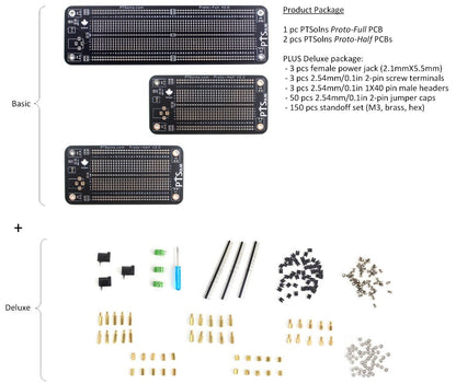 PTSolns Prototyping Solderable Breadboard PCB Kit (Proto Mix Deluxe)